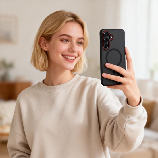 Tech-Protect MagCam MagSafe Case for Samsung Galaxy S26 - Black and Red