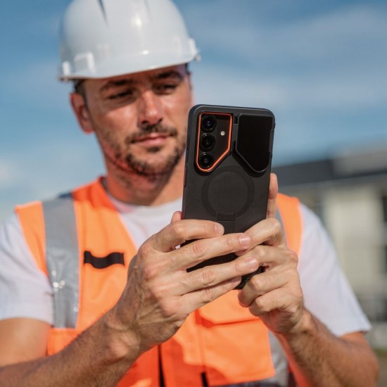 Tech-Protect Kevlar Aura MagSafe Case for Samsung Galaxy S26 - Black and Orange