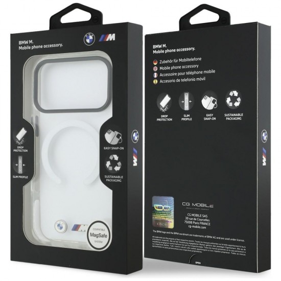 BMW M IML Shockproof Metal Logos MagSafe Case for iPhone 17 Pro Max - Transparent