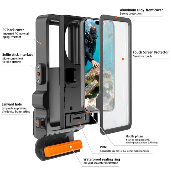Tech-Protect IPX8 Pro Waterproof Phone Case - Gray and Black