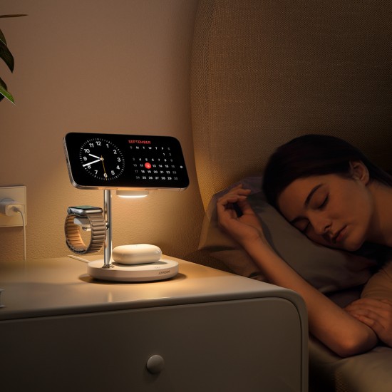 Joyroom JR-W23 Qi2 4-in-1 desktop charger with built-in inductive night light - white