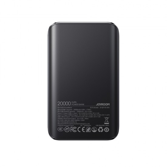 Joyroom JR-QP192 Star Series Mini 20000mAh 22.5W Powerbank with Digital Display - Black