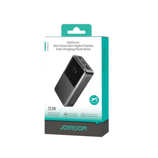 Joyroom JR-QP192 Star Series Mini 20000mAh 22.5W Powerbank with Digital Display - Black