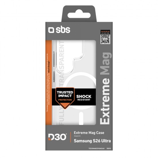 SBS Extreme D30 Case for Samsung Galaxy S26 Ultra Compatible with MagSafe - Transparent