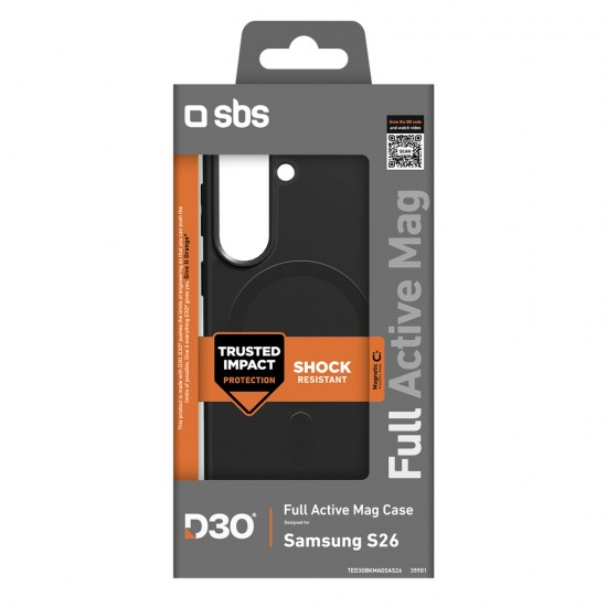 SBS Full Active Case D3O for Samsung Galaxy S26, MagSafe Compatible - Black