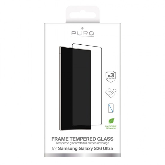 Puro Frame Tempered Glass for Samsung Galaxy S26 Ultra - with Black Frame