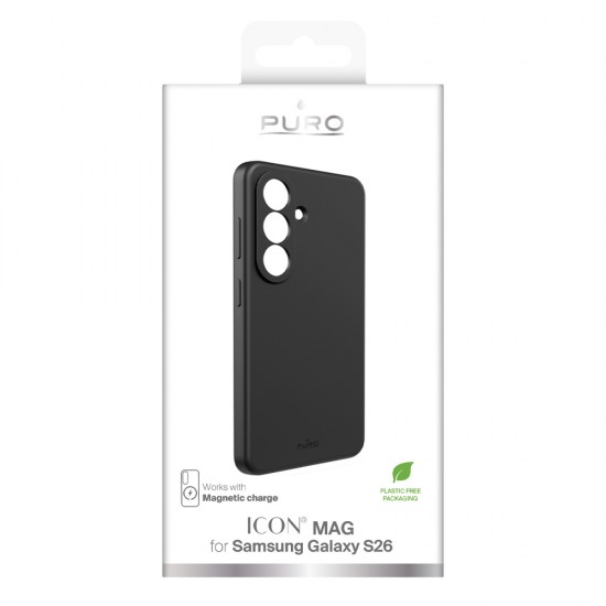 Puro ICON MAG ns Samsung Galaxy S26 Silicone Case Compatible with MagSafe - Black