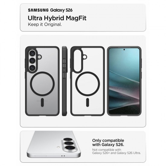 Spigen Ultra Hybrid Mag MagSafe Case for Samsung Galaxy S26 - Clear Black