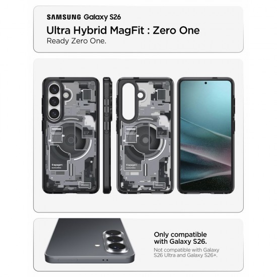 Spigen Ultra Hybrid Mag MagSafe Case for Samsung Galaxy S26 Zero One - Clear Black