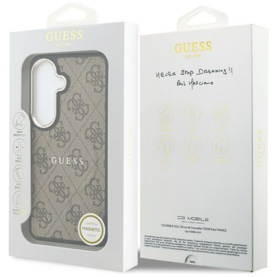 Etui Guess 4G Embossed Ring MagSafe na Samsung Galaxy S26 - brązowe