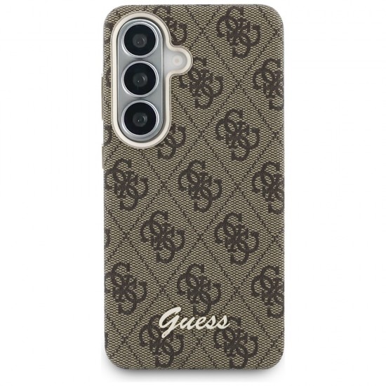 Etui Guess 4G Script MagSafe na Samsung Galaxy S26 - brązowe