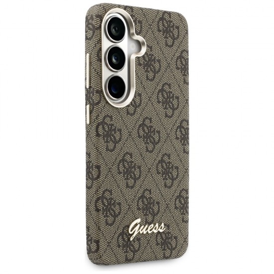 Etui Guess 4G Script MagSafe na Samsung Galaxy S26 - brązowe