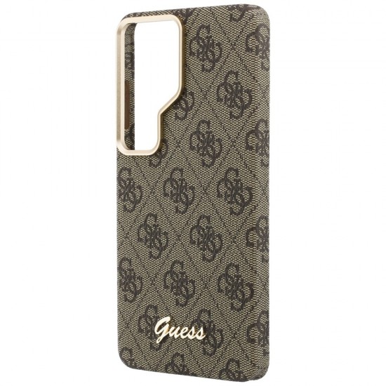 Etui Guess 4G Script MagSafe na Samsung Galaxy S26 Ultra - brązowe