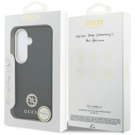 Etui Guess Rhinestone Round Logo MagSafe na Samsung Galaxy S26 - czarne
