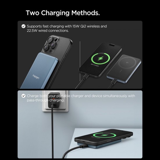Spigen EA2205MQ Essential MagSafe 5000MAH 22.5W QI2 Power Bank - Navy Blue
