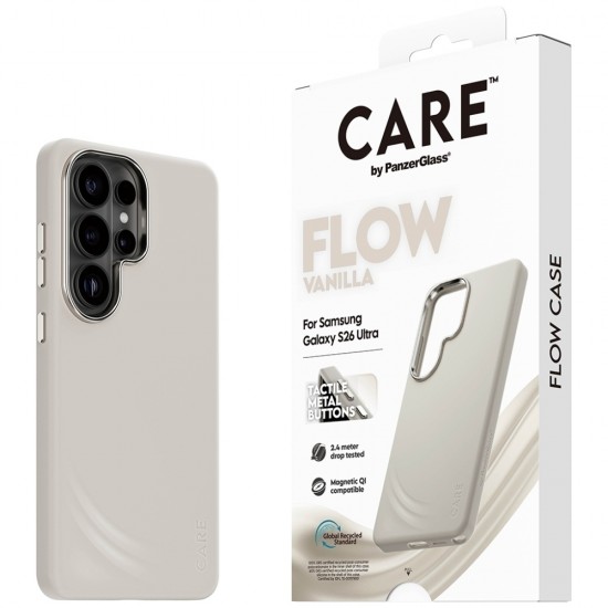 CARE by PanzerGlass Flow Vanilla Qi Case for Samsung Galaxy S26 Ultra - Beige