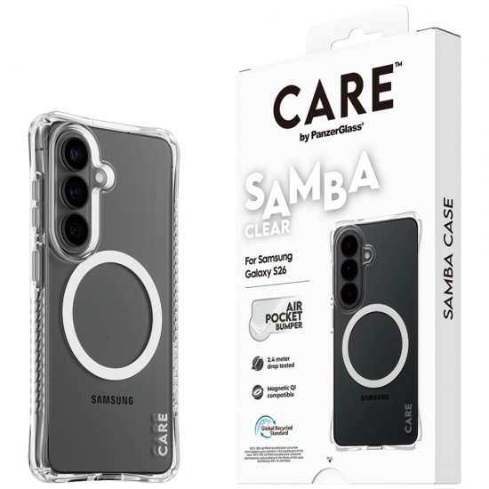 CARE by PanzerGlass Samba Transparent Qi Case for Samsung Galaxy S26 - Transparent