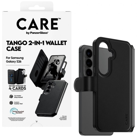 CARE by PanzerGlass Tango 2in1 Wallet Case for Samsung Galaxy S26 - Black