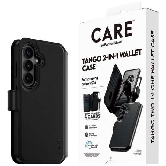 CARE by PanzerGlass Tango 2in1 Wallet Case for Samsung Galaxy S26 - Black