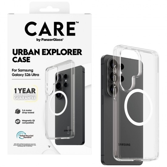 CARE by PanzerGlass Urban Explorer Transparent Case w. White Qi for Samsung Galaxy S26 Ultra - transparent