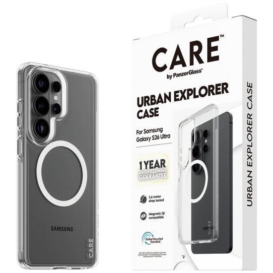 CARE by PanzerGlass Urban Explorer Transparent Case w. White Qi for Samsung Galaxy S26 Ultra - transparent