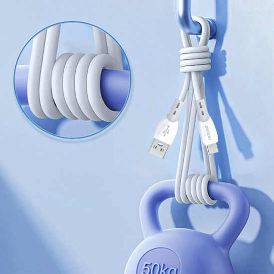 Dudao L25ST 5 A USB-A - USB-C Cable with Soft Silicone Braid 1 m - White
