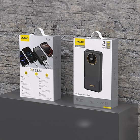Dudao K12Pro Power Bank 22.5W PD 20000mAh USB-A, USB-C - Black