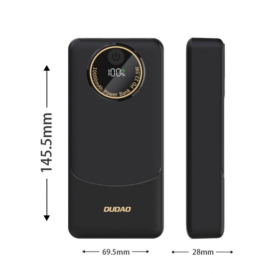 Dudao K12Pro Power Bank 22.5W PD 20000mAh USB-A, USB-C - Black