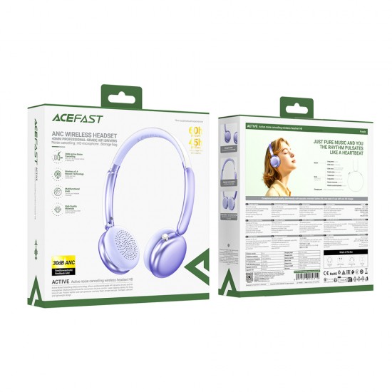 Acefast H8 Wireless On-Ear Headphones with ANC - Purple