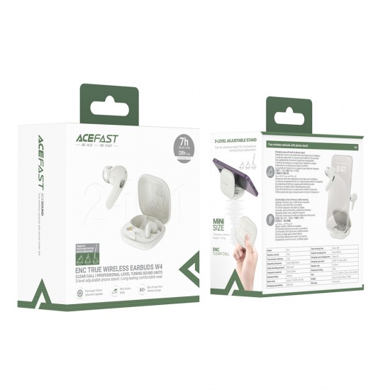 Acefast W4 TWS in-ear wireless headphones with phone stand function - white