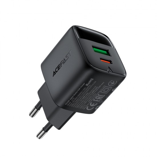 Acefast A116 GaN PD 35W USB-A USB-C Wall Charger with Display - Black