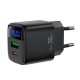 Acefast A116 GaN PD 35W USB-A USB-C Wall Charger with Display - Black