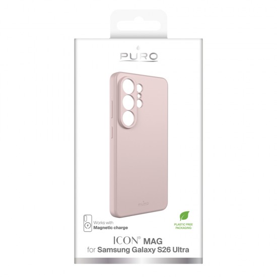 Puro ICON MAG Protective Case for Samsung Galaxy S26 Ultra Silicone Compatible with MagSafe - Pink