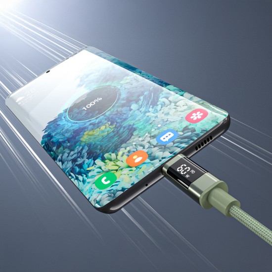 Choetech XCC-1068 PD 60W USB-C - USB-C Cable with Display 1.2 m - Green