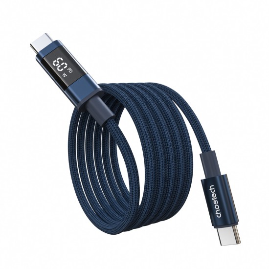 Choetech XCC-1068 PD 60W USB-C - USB-C Cable with Display 1.2 m - Blue