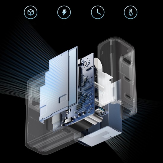 Cuktech AD1003EU 100W GaN 2x USB-C + USB-A Wall Charger with Cable - White