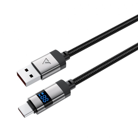 Acefast C15-04 USB-A - USB-C Cable with Display 480Mb/s 66W 1.2m - Black