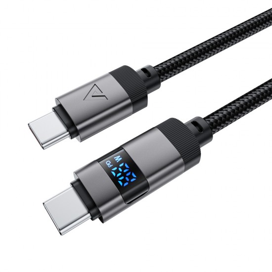 Acefast C15-03 USB-C - USB-C Cable with Display 480Mb/s 60W 1.2m - Black