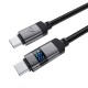 Acefast C15-03 USB-C - USB-C Cable with Display 480Mb/s 60W 1.2m - Black