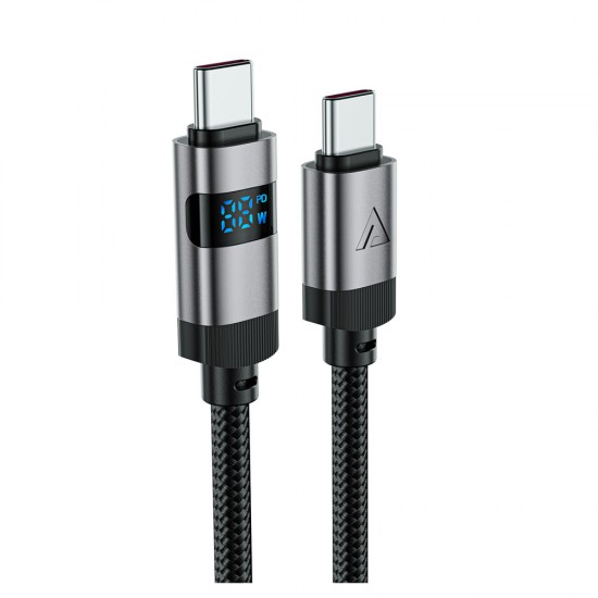 Acefast C15-03 USB-C - USB-C Cable with Display 480Mb/s 60W 1.2m - Black