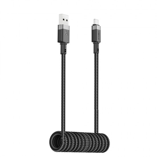 Acefast C14-04 USB-A - USB-C Cable Spring 480Mb/s 3A 1.2m - Black