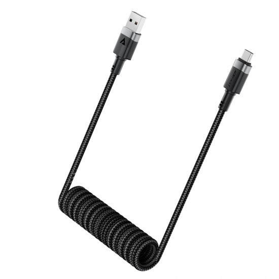 Acefast C14-04 USB-A - USB-C Cable Spring 480Mb/s 3A 1.2m - Black