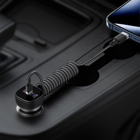 Acefast C14-04 USB-A - USB-C Cable Spring 480Mb/s 3A 1.2m - Black