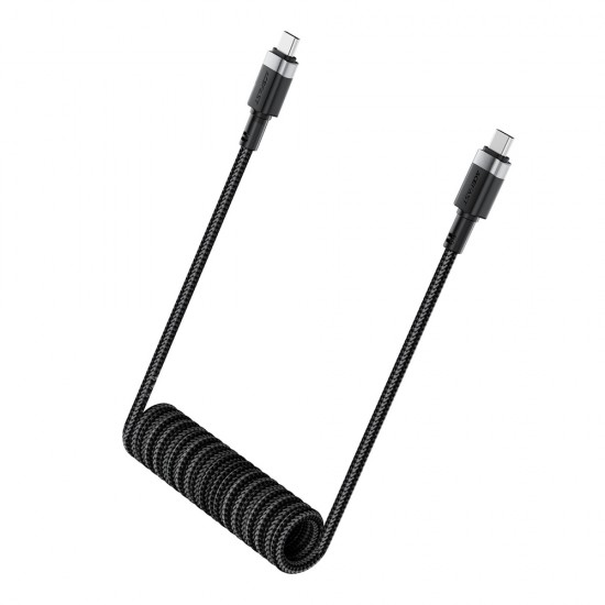 Acefast C14-03 USB-C - USB-C Spring Cable 480Mb/s 3A 1.2m - Black