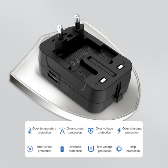 Tech-Protect TA300 Travel Adapter EU / UK / AU - Black