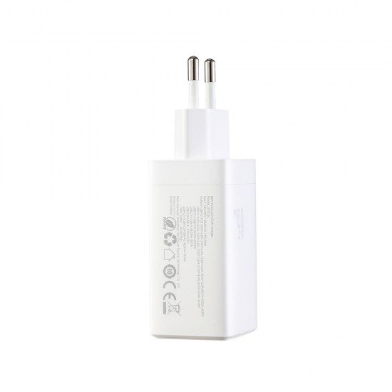 Joyroom JR-TG10 65W GaN 2x USB-C + USB-A wall charger with 100W USB-C - USB-C 1.2m cable - white