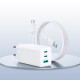 Joyroom JR-TG10 65W GaN 2x USB-C + USB-A wall charger with 100W USB-C - USB-C 1.2m cable - white
