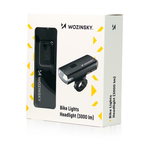 Wozinsky Front Bike Light + USB-C Cable (3000 lm) - Black