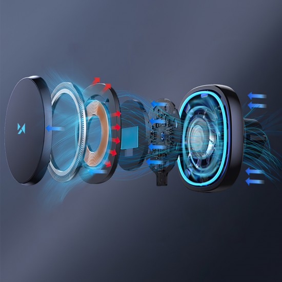 Wozinsky WCT5-Q6S2Y Car Holder with Qi/MagSafe 15W Inductive Charger for Ventilation Grill with Fan - Black