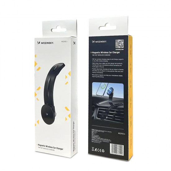 Wozinsky WCZ2Y2S Magnetic Car Holder with 15W MagSafe Inductive Charger for Car Cockpit - Black